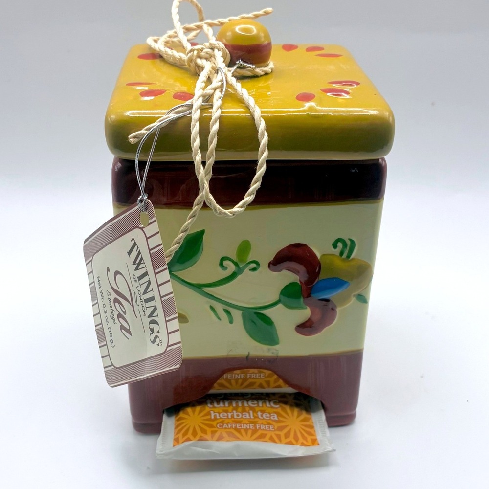 Twinings of London Ceramic Tea Bag Caddy Canister/ Dispenser 5in Ceramic Floral